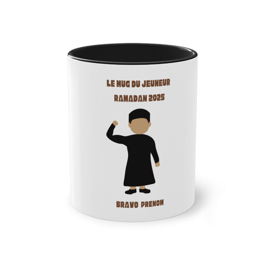 Mug du jeuneur 2025 Personnalisé avec prénom – Garçon Cartoon 1 (3Coloris)