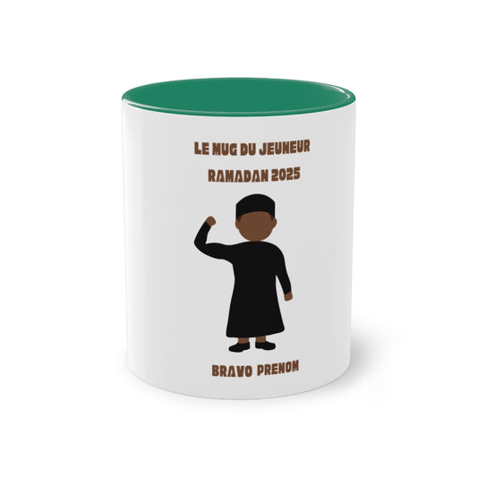 Mug du jeuneur 2025 Personnalisé avec prénom – Garçon Cartoon 3 (3Coloris)