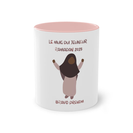 Mug du jeuneur 2025 Personnalisé avec prénom – Fille Girly 3 (3Coloris)