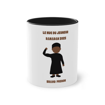 Mug du jeuneur 2025 Personnalisé avec prénom – Garçon Cartoon 3 (3Coloris)