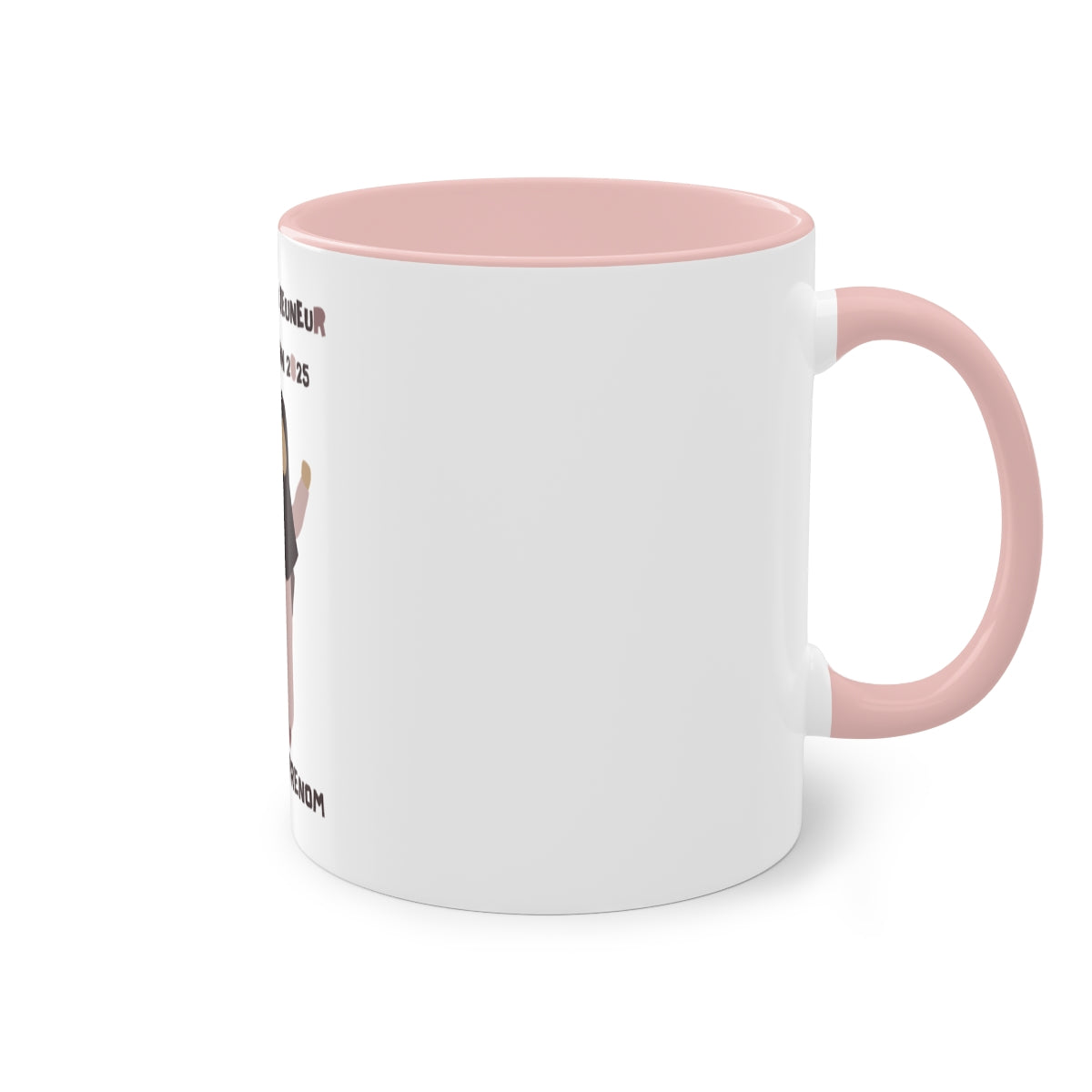 Mug du jeuneur 2025 Personnalisé avec prénom – Fille Girly 3 (3Coloris)