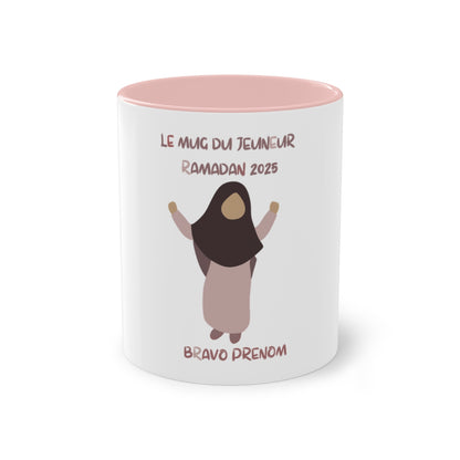 Mug du jeuneur 2025 Personnalisé avec prénom – Fille Girly 1 (3Coloris)