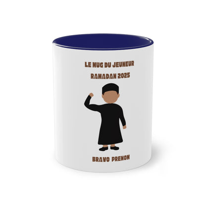 Mug du jeuneur 2025 Personnalisé avec prénom – Garçon Cartoon 2 (3Coloris)